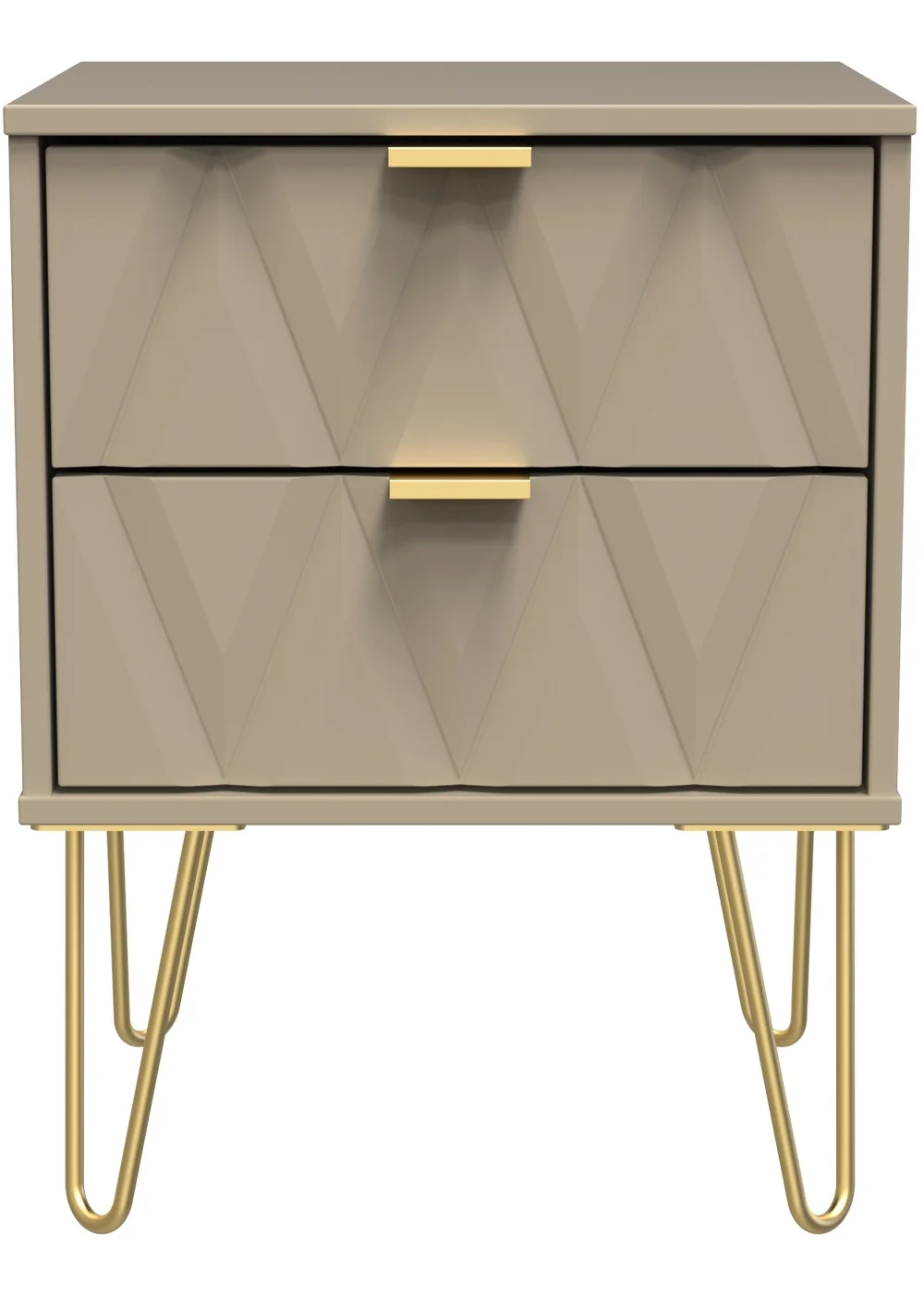 Ready Assembled Prism 2 Drawer Bedside Table - One Size Image 2