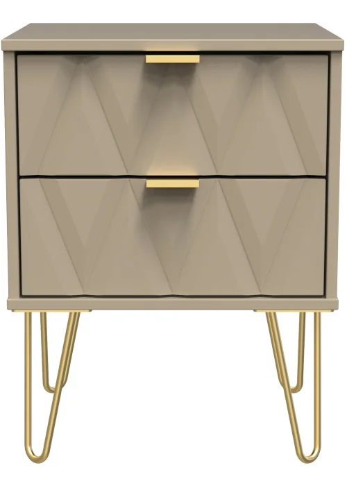 Ready Assembled Prism 2 Drawer Bedside Table - One Size Image 2