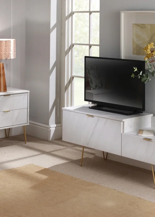 Swift Milano White TV Console Unit (51.5cm x 39.5cm x 128cm) - One Size Image 2