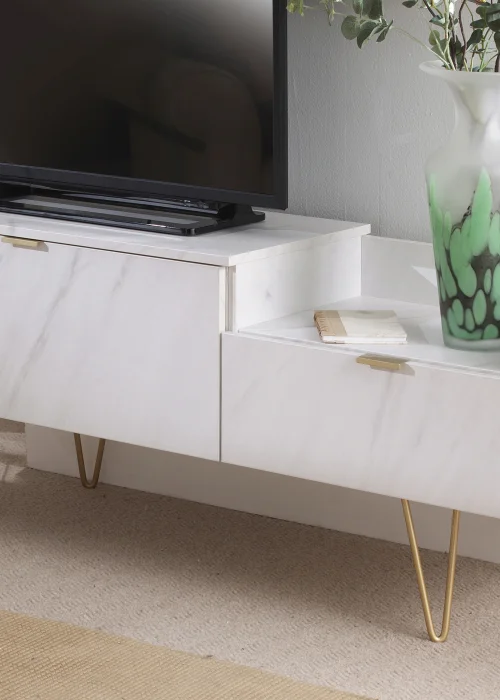 Swift Milano White TV Console Unit (51.5cm x 39.5cm x 128cm) - One Size Image 4
