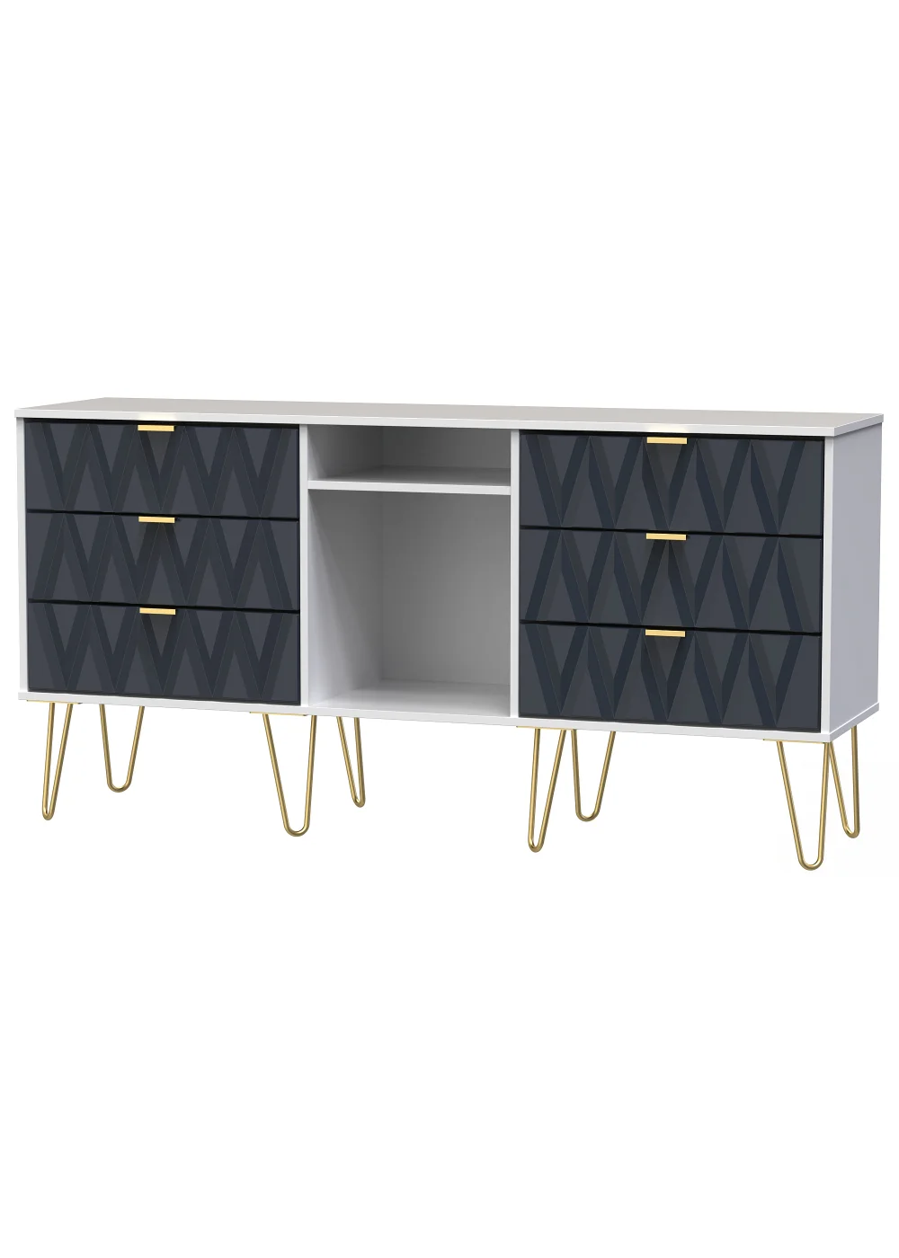 Swift Prism 6 Drawer TV Unit (74cm x 39.5cm x 152cm) - One Size Image 3