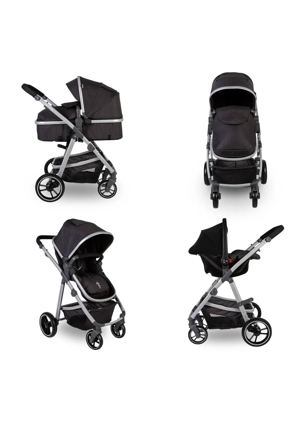 Push Pram Red Kite Push Me Savanna Graphite Travel System Pram (103cm x 64cm x ...
