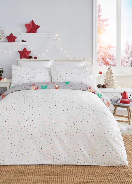 Fusion Christmas Elf & Santa Grey Duvet Cover - Single Image 5