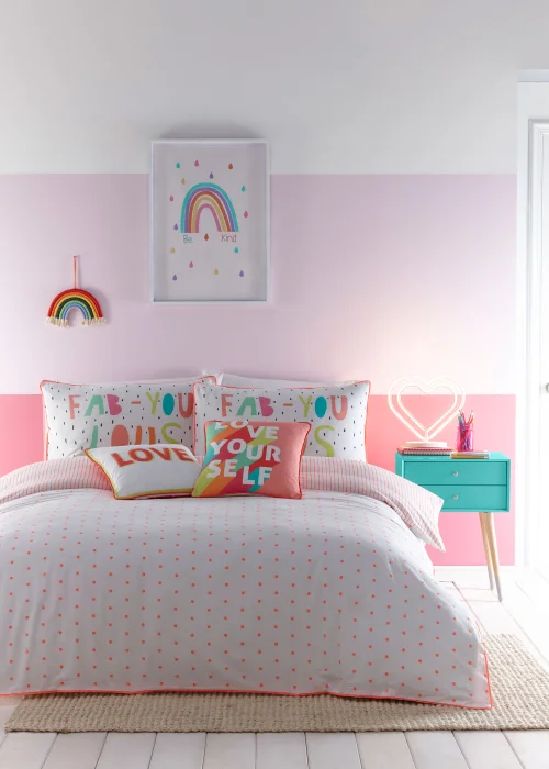 Appletree Kids Tilly Spot Reversible Orange Duvet Cover Set - Single Image 1