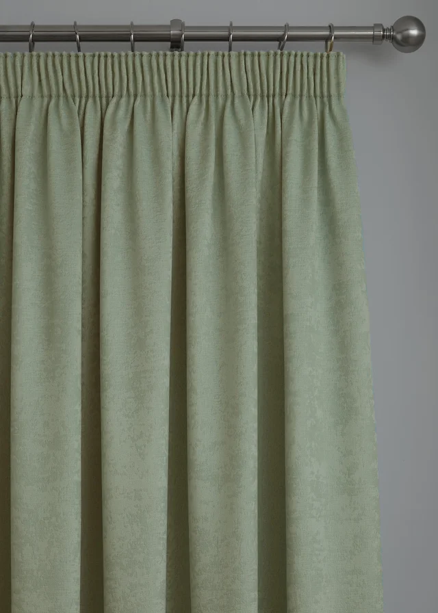 Fusion Galaxy Dimout Green Pencil Pleat Curtains