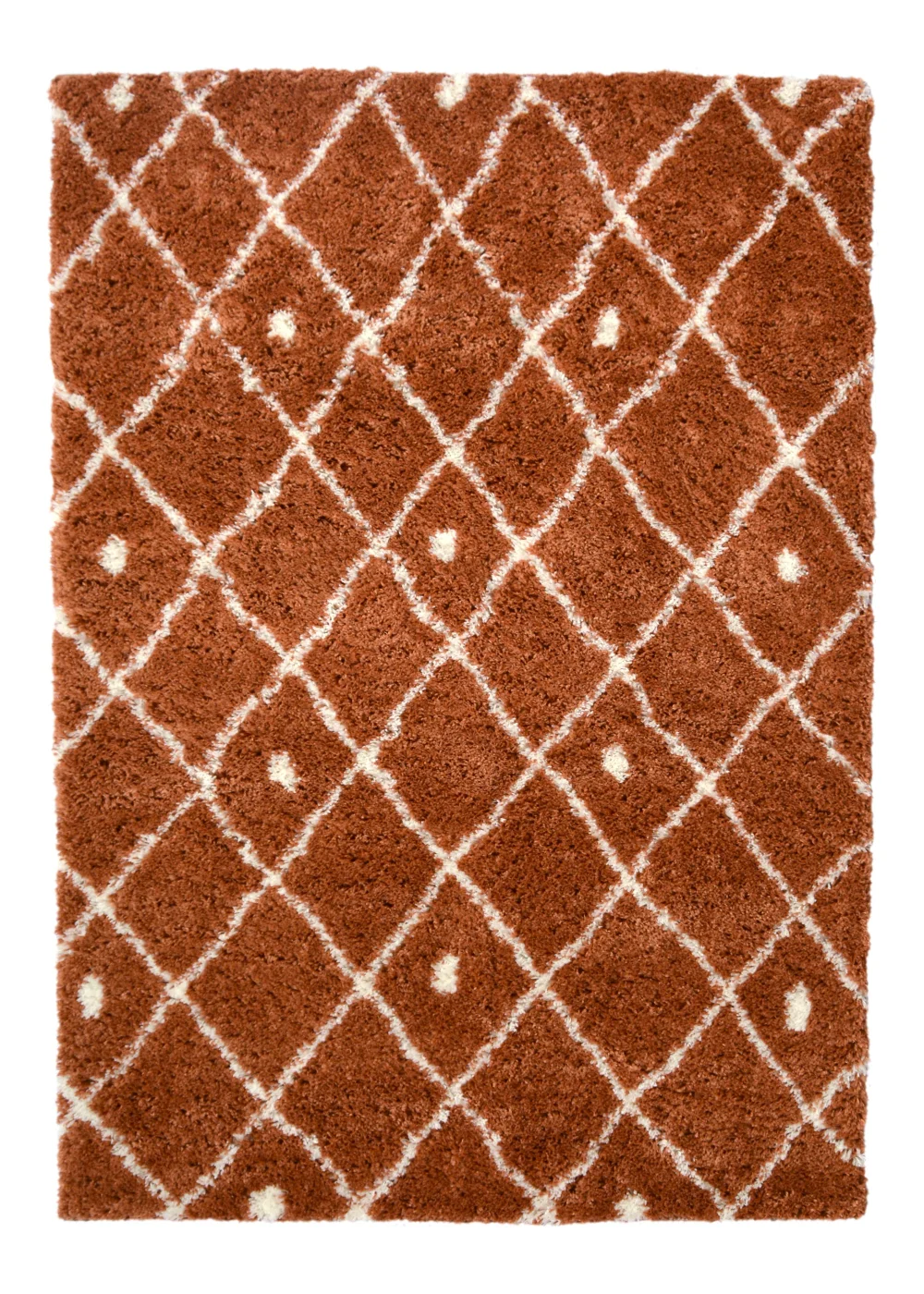Homemaker Terracotta Snug Shaggy Diamond Rug - 120 x 170 Image 2