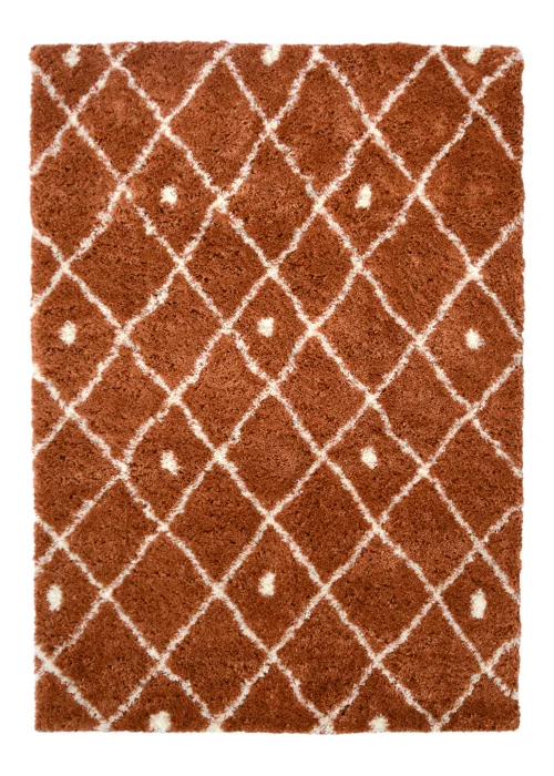 Homemaker Terracotta Snug Shaggy Diamond Rug - 120 x 170 Image 2