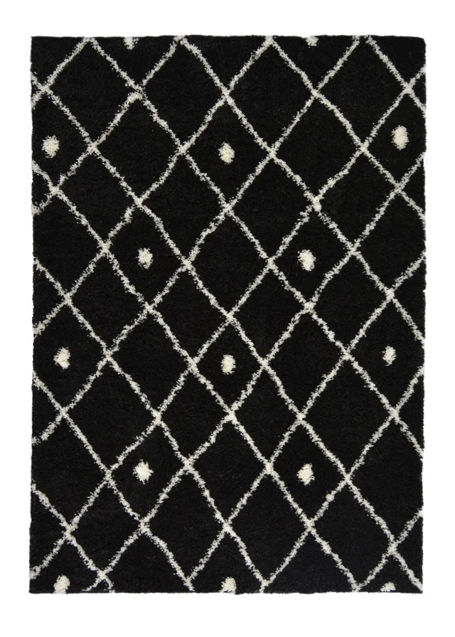 Homemaker Black Snug Shaggy Diamond Rug