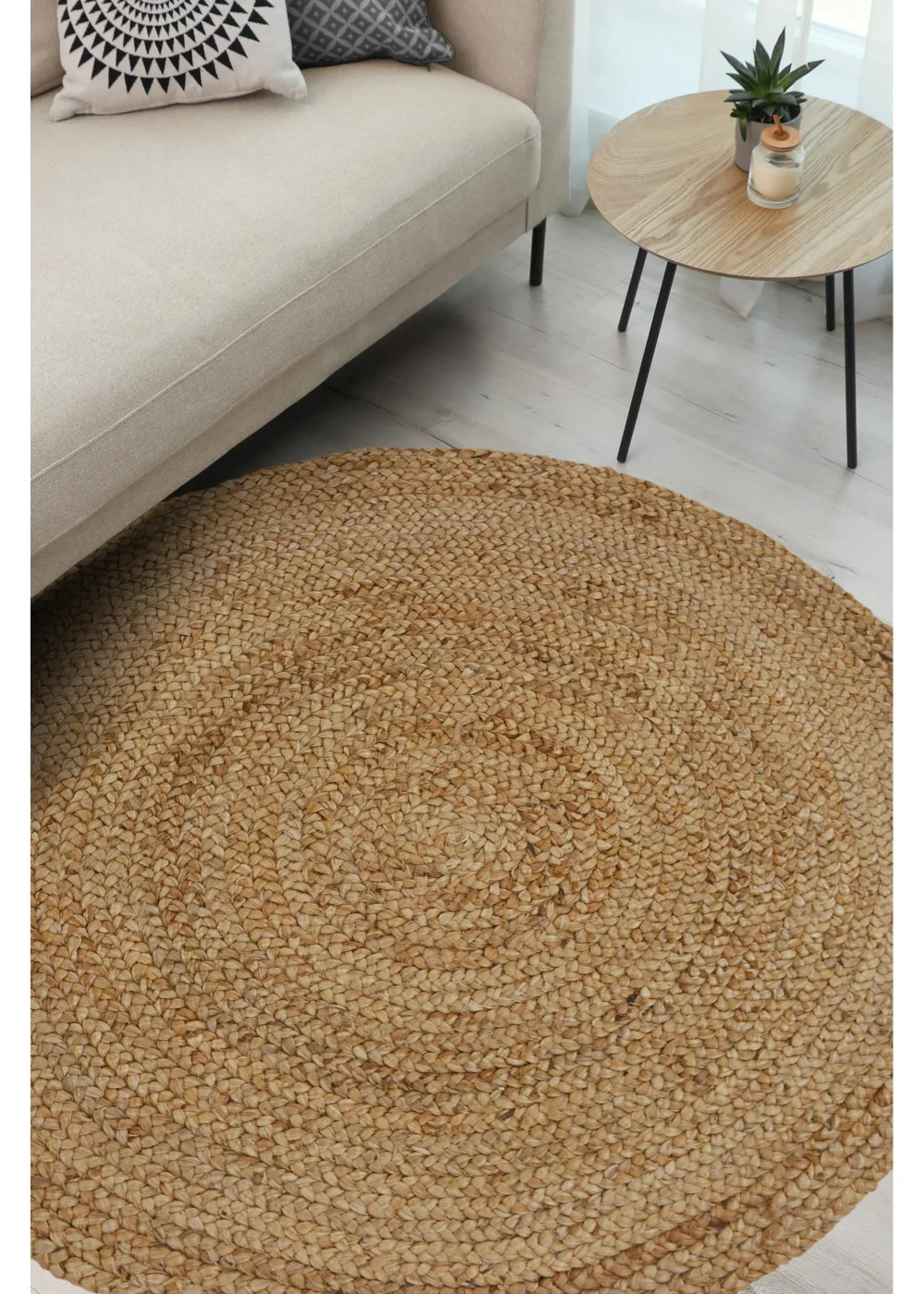 Relay Jute Circle Natural Beige Rug - 133cm Image 1