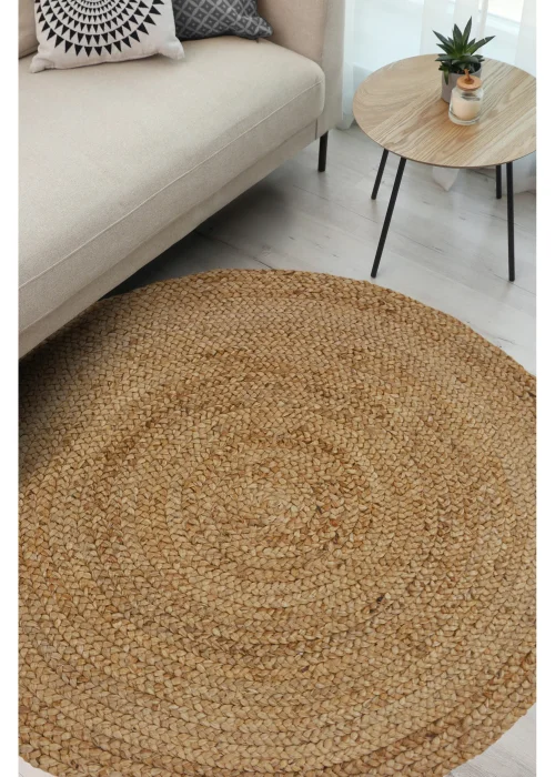 Relay Jute Circle Natural Beige Rug - 133cm Image 1