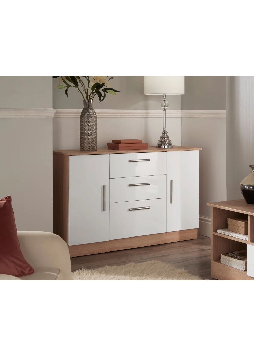 Swift Prague 2 Door 3 Drawer Sideboard (79cm x 40cm x 127.5cm) - One Size Image 2