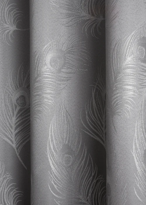 Curtina Feather Jacquard Silver Eyelet Curtains - 46W X 54D (116x137cm) Image 3