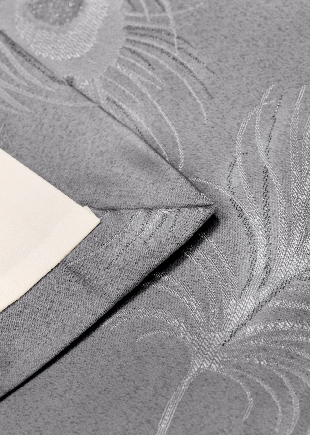Curtina Feather Jacquard Silver Eyelet Curtains - 46W X 54D (116x137cm) Image 4