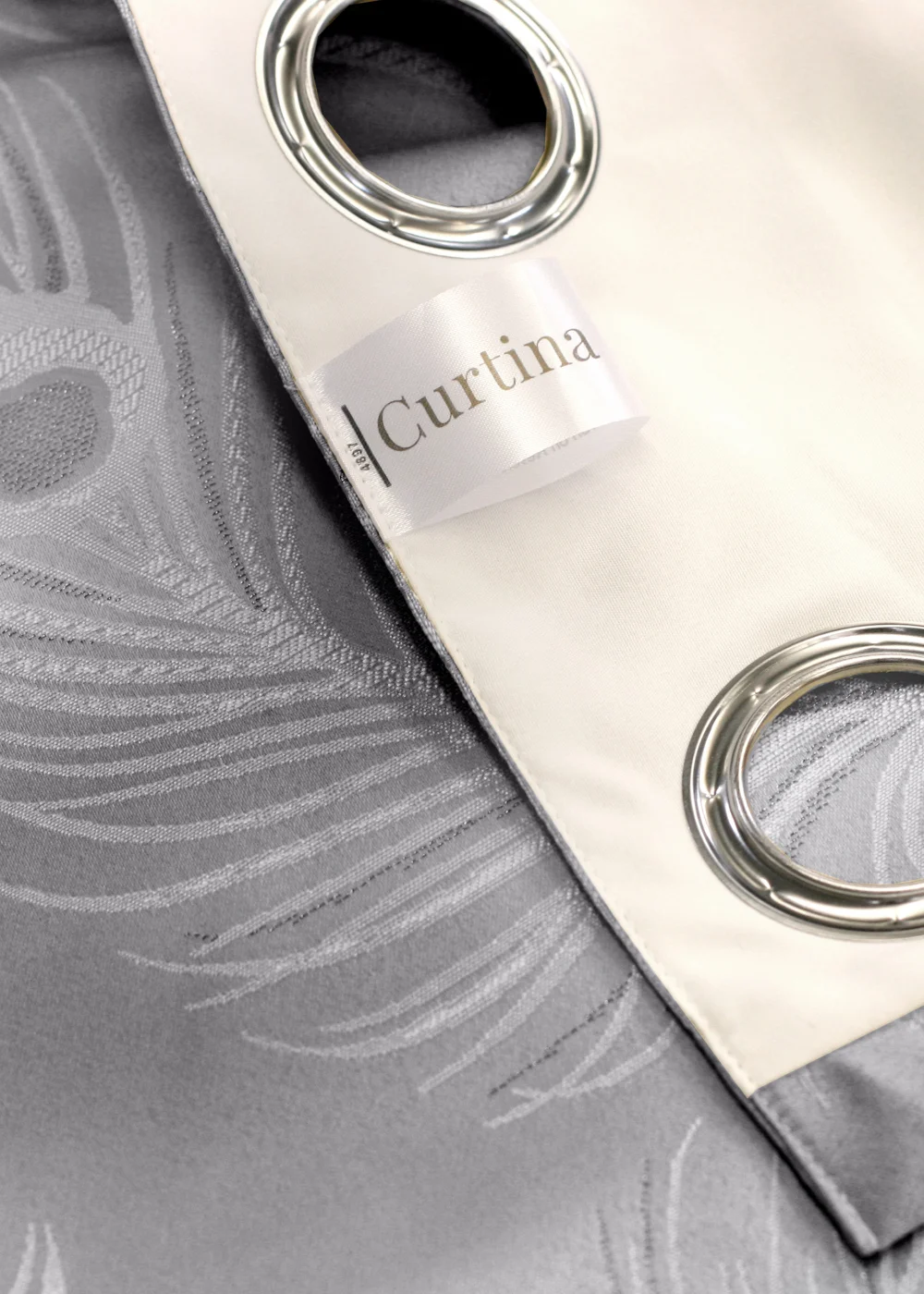 Curtina Feather Jacquard Silver Eyelet Curtains - 46W X 54D (116x137cm) Image 5