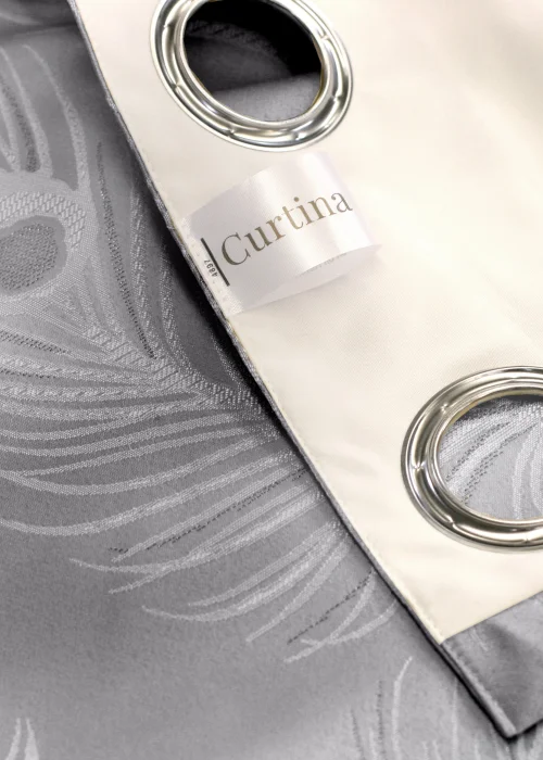 Curtina Feather Jacquard Silver Eyelet Curtains - 46W X 54D (116x137cm) Image 5