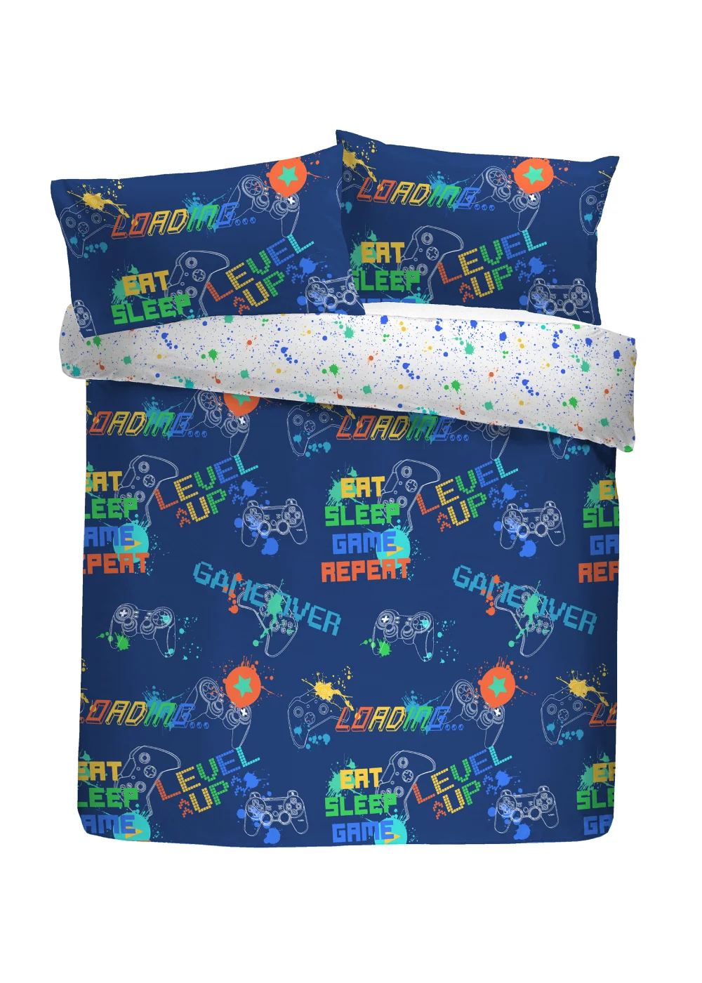 Bedlam Game Glow Reversible Blue Duvet Cover Set - Single Image 5