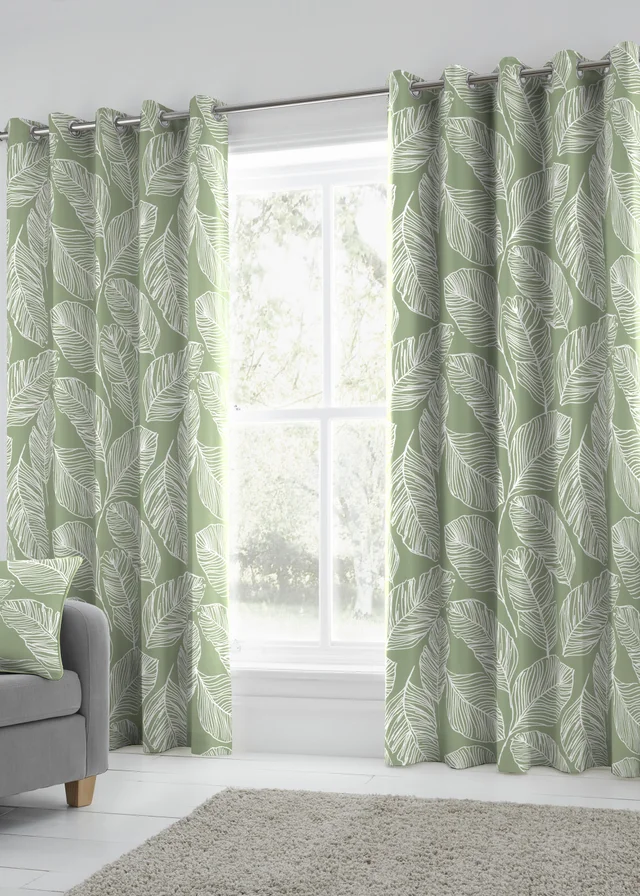 Fusion Matteo Green Eyelet Curtains