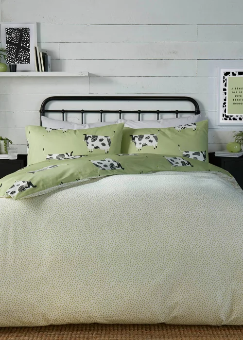 Fusion Daisy Green Cow Reversible Duvet Cover - Single Image 5