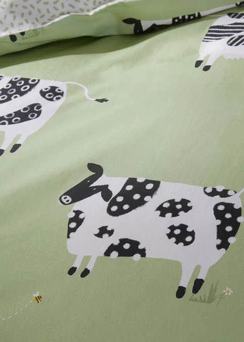 Fusion Daisy Green Cow Reversible Duvet Cover - Single Image 4