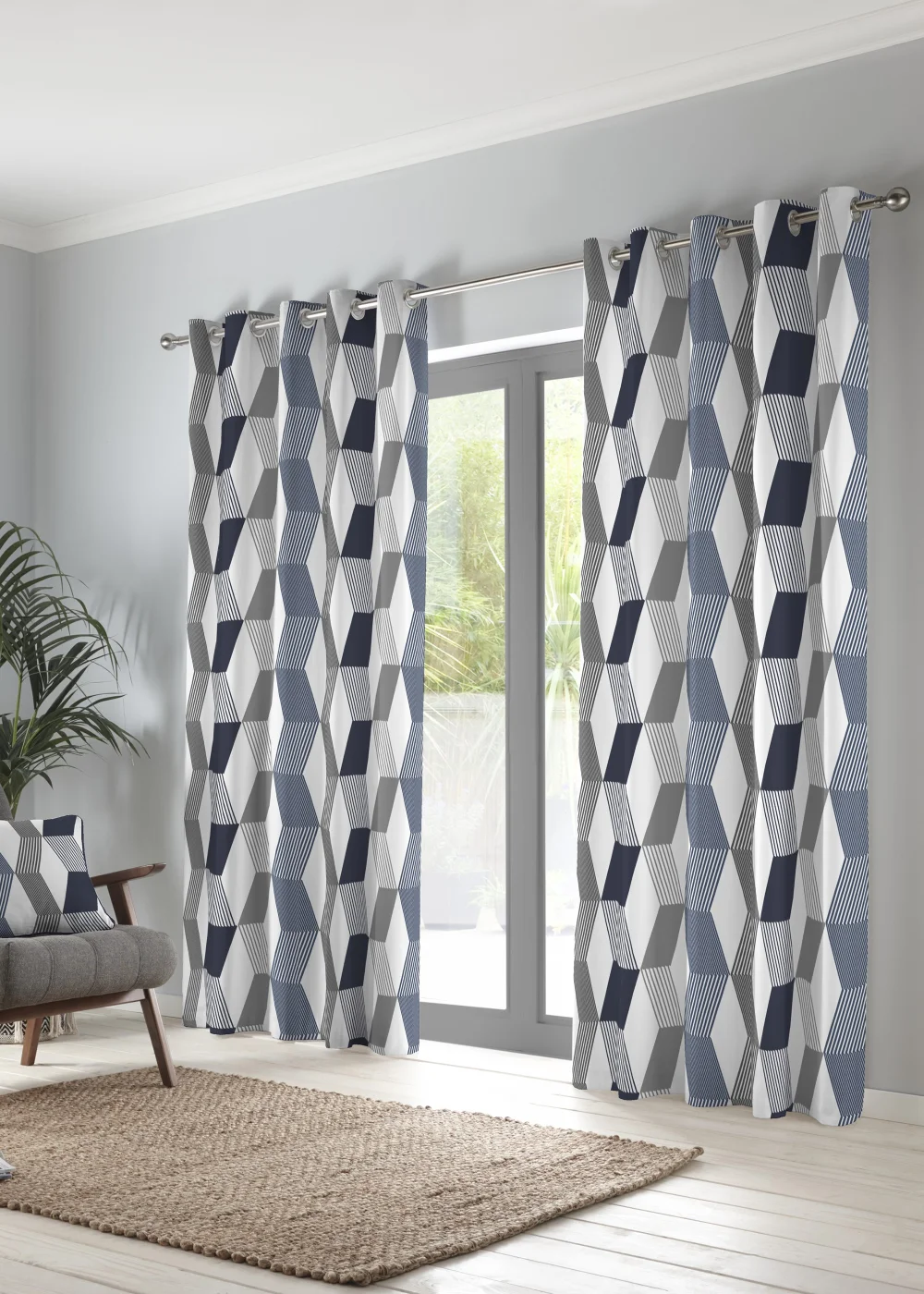 Fusion Magna Pair of Eyelet Curtains - 66W X 54D (168x137cm) Image 1