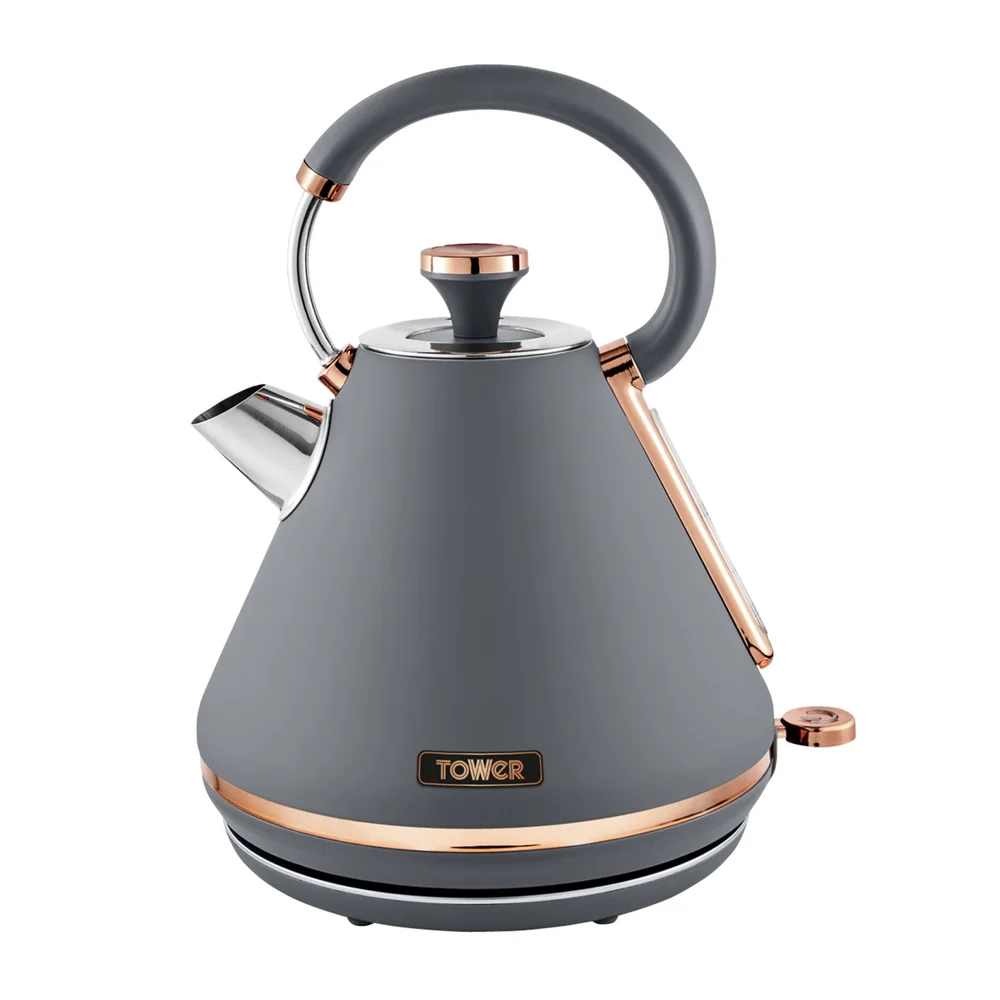 Tower Cavaletto 3KW 1.7 Litre Pyramid Kettle Grey & Rose Gold - One Size Image 1