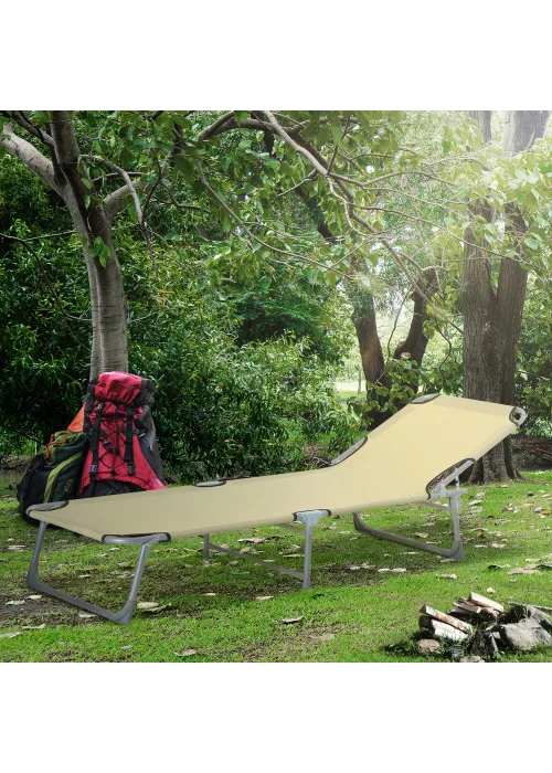 Outsunny Foldable Camping bed Sun Lounger (187cm x 58cm x 30cm) - One Size Image 1