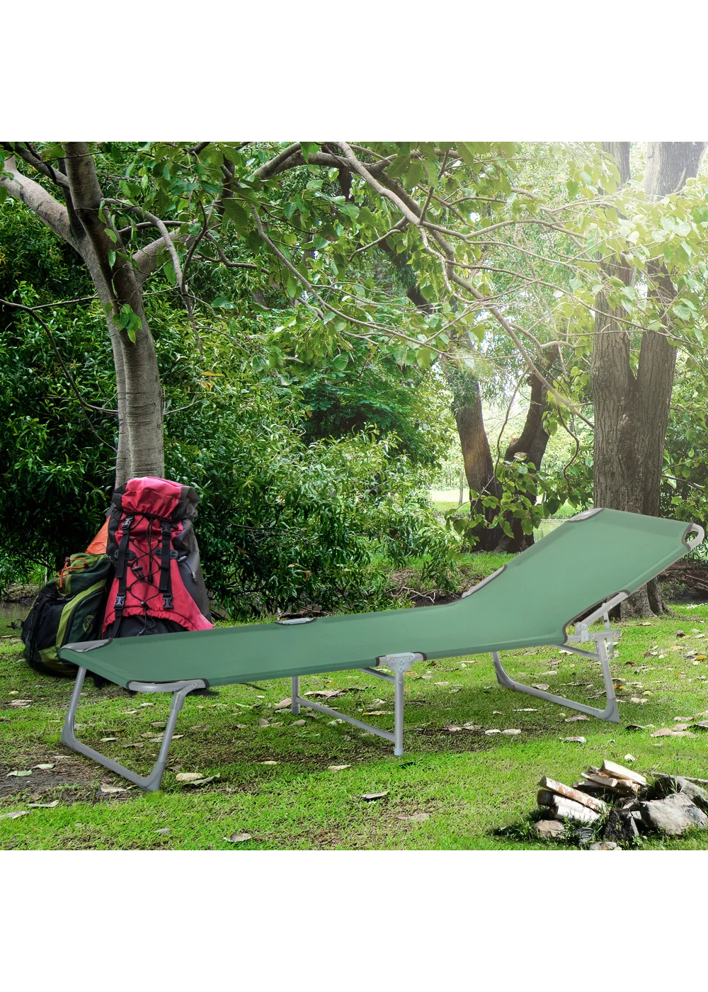 Outsunny Foldable Camping Lounger (187cm x 58cm x 30cm) - One Size Image 2