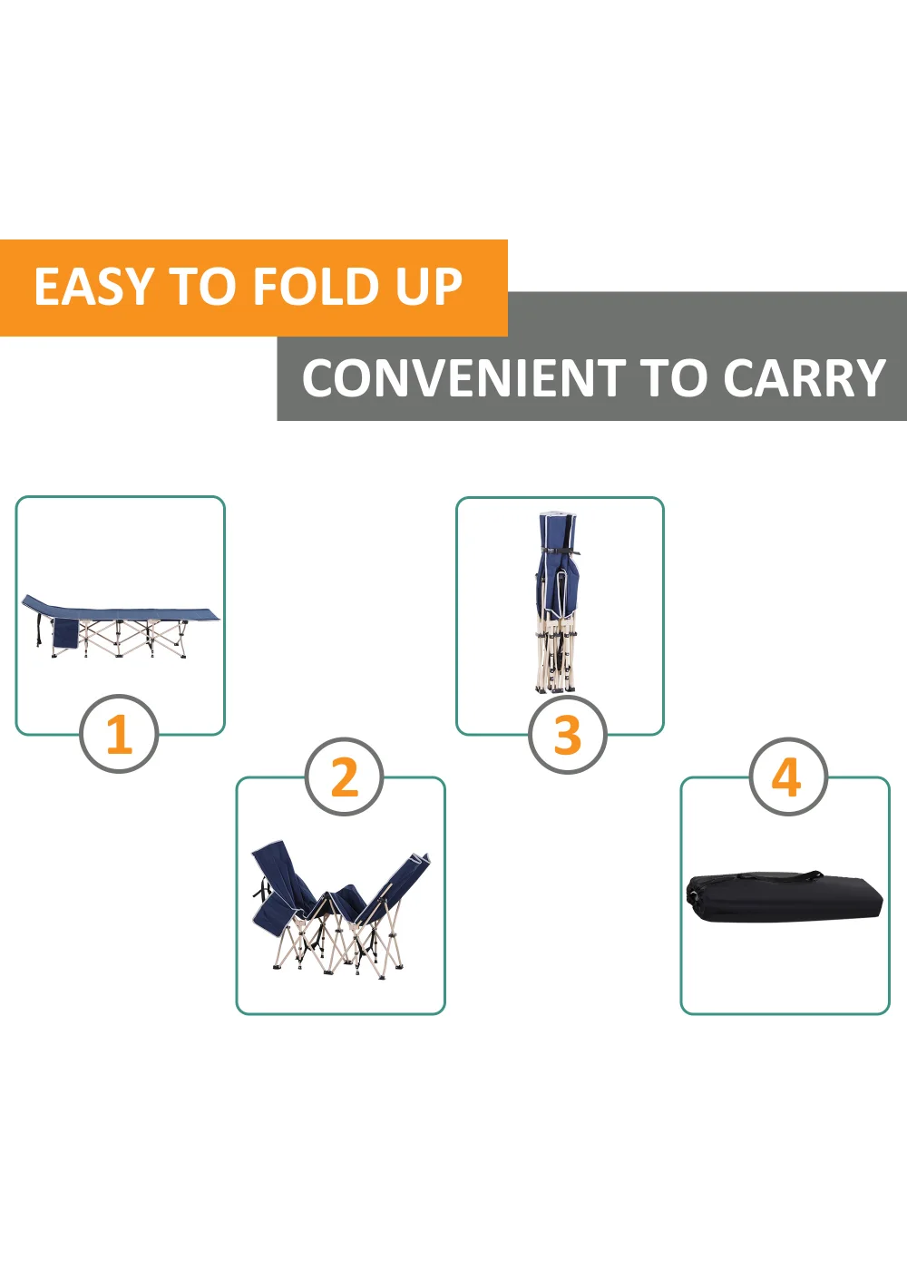 Outsunny Single Foldable Camping Bed (190cm x 68cm x 52cm) - No Size Image 4