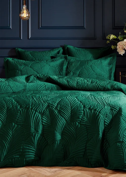 Paoletti Palmeria Quilted Velvet Duvet Cover - Single Image 1