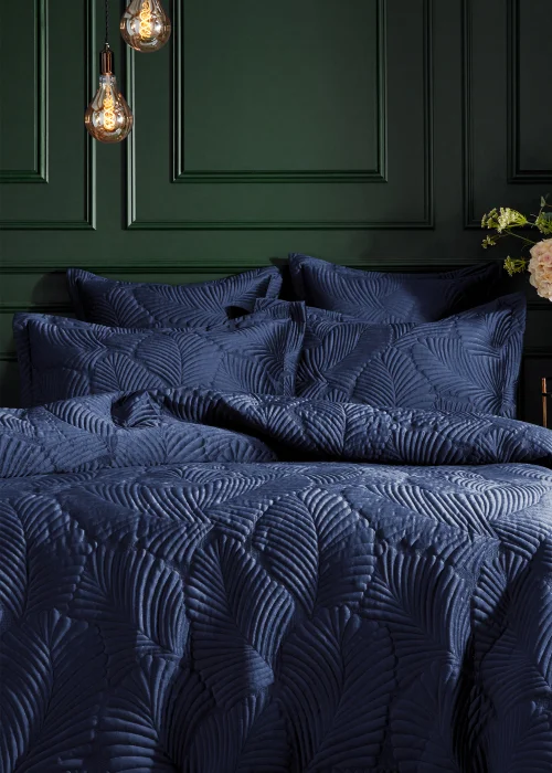 Paoletti Palmeria Quilted Velvet Duvet Cover Set - Single Image 1