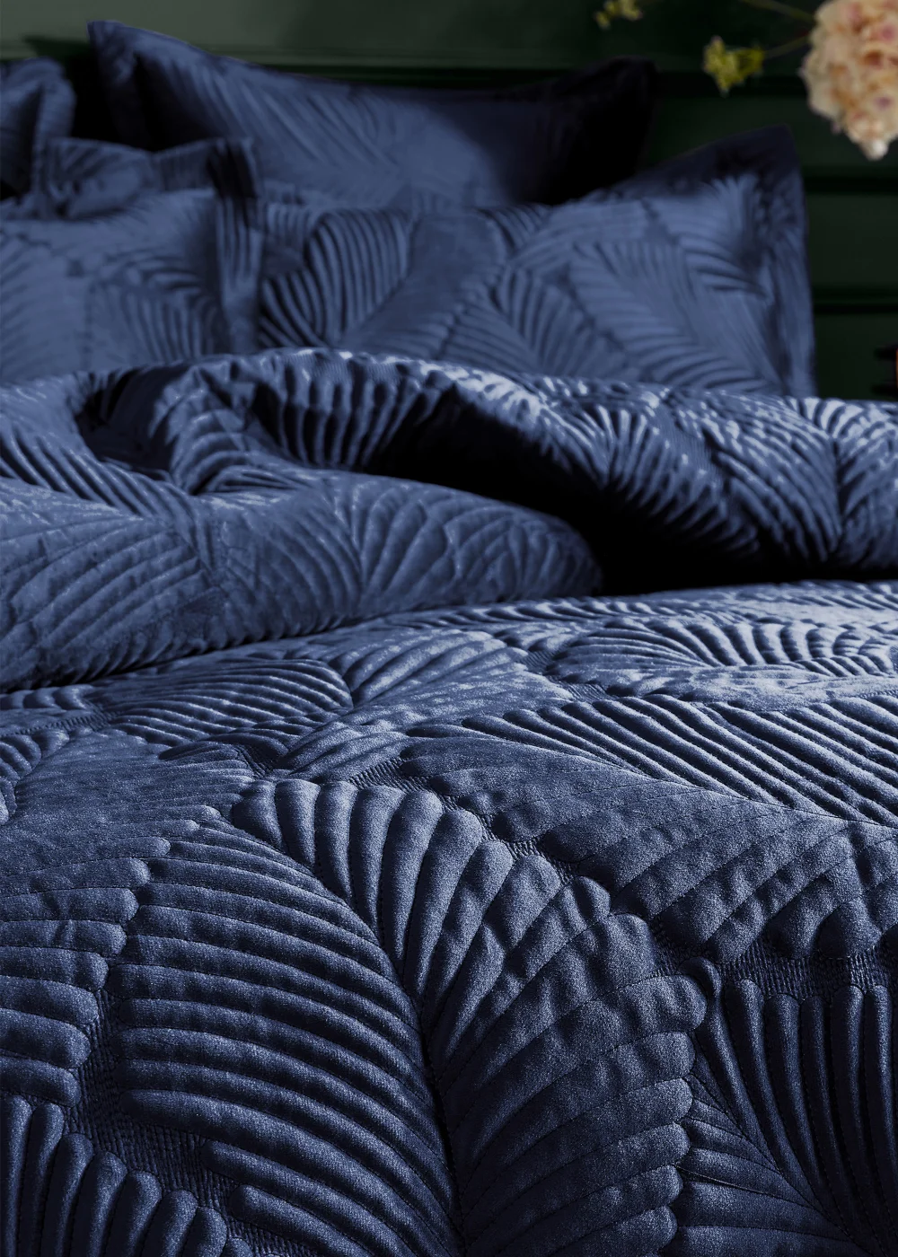 Paoletti Palmeria Quilted Velvet Duvet Cover Set - Single Image 2