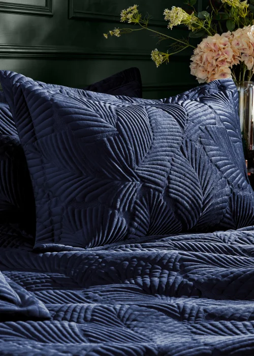 Paoletti Palmeria Quilted Velvet Duvet Cover Set - Single Image 3