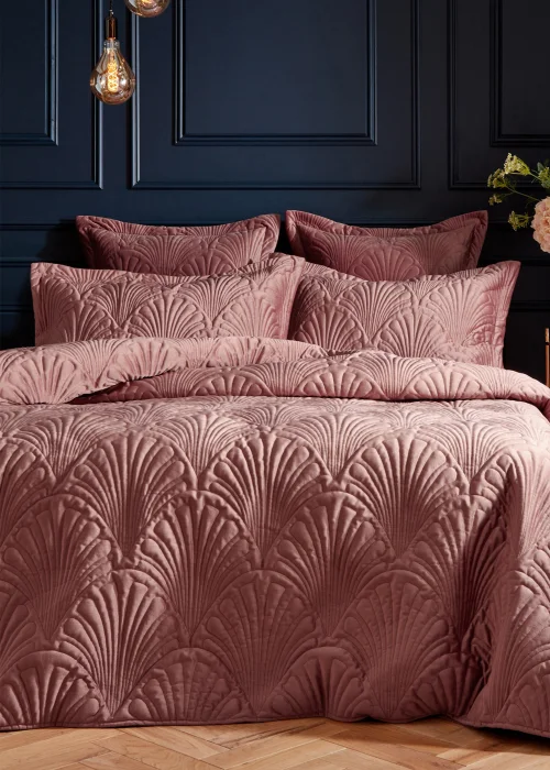 Paoletti Palmeria Quilted Velvet Duvet Cover - Single Image 1