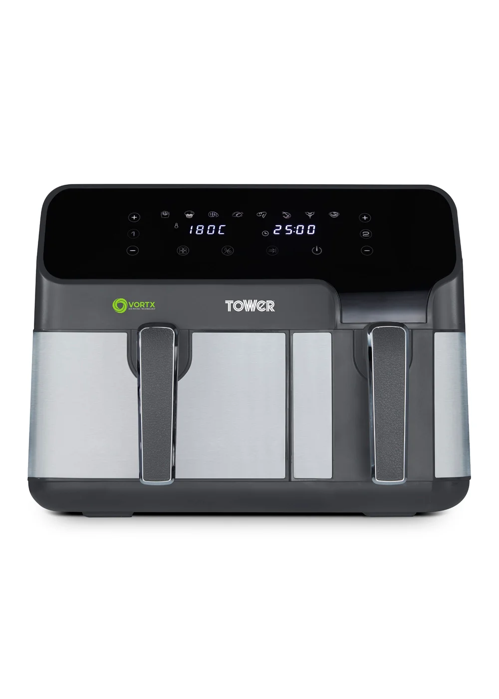 Tower Vortx Eco Duo Basket Air Fryer Grey Digital 5.2L + 3.3L - One Size Image 1