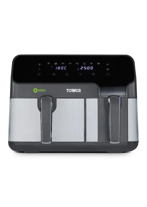 Tower Vortx Eco Duo Basket Air Fryer Grey Digital 5.2L + 3.3L - One Size Image 1
