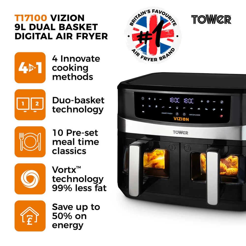 Tower Vortx Vizion 9L Dual Basket - No Size Image 2