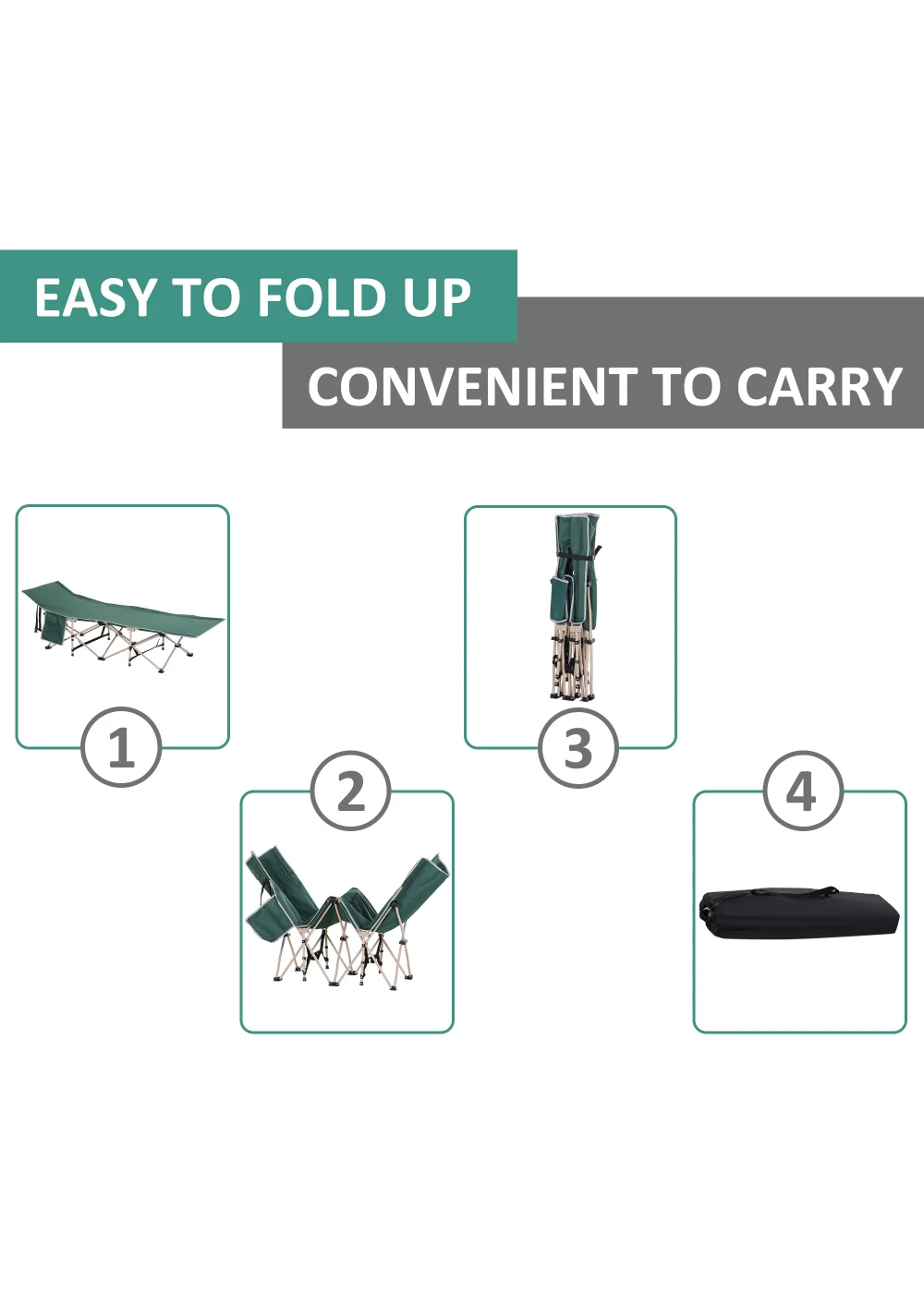Outsunny Single Foldable Camping Bed (190cm x 68cm x 52cm) - One Size Image 4