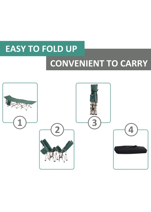 Outsunny Single Foldable Camping Bed (190cm x 68cm x 52cm) - One Size Image 4