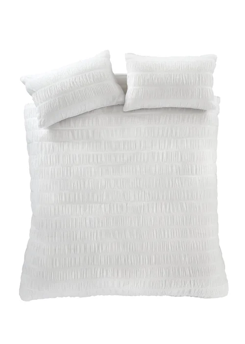 Catherine Lansfield Seersucker Duvet Cover Set White - Single Image 5