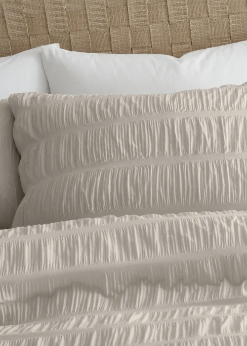 Catherine Lansfield Seersucker Duvet Cover Set Natural - Single Image 2