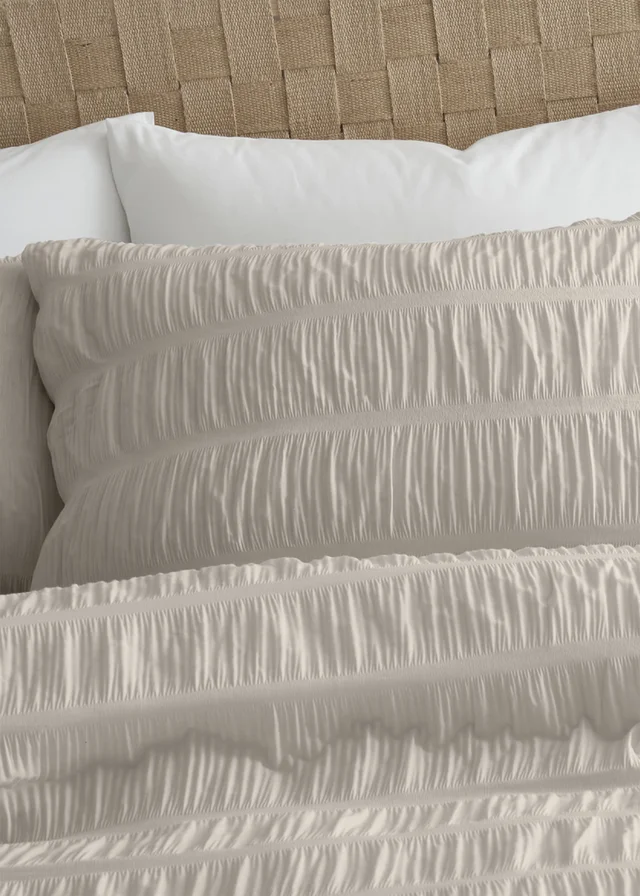 Catherine Lansfield Seersucker Duvet Cover Set Natural