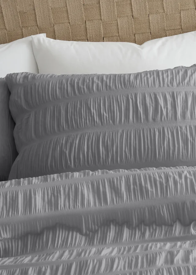 Catherine Lansfield Seersucker Duvet Cover Set Grey