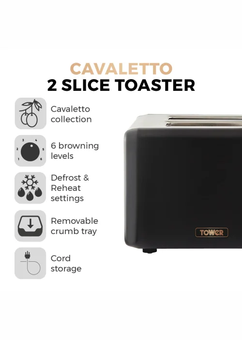 Tower Cavaletto 2 Slice Stainless Steel Toaster - One Size Image 2