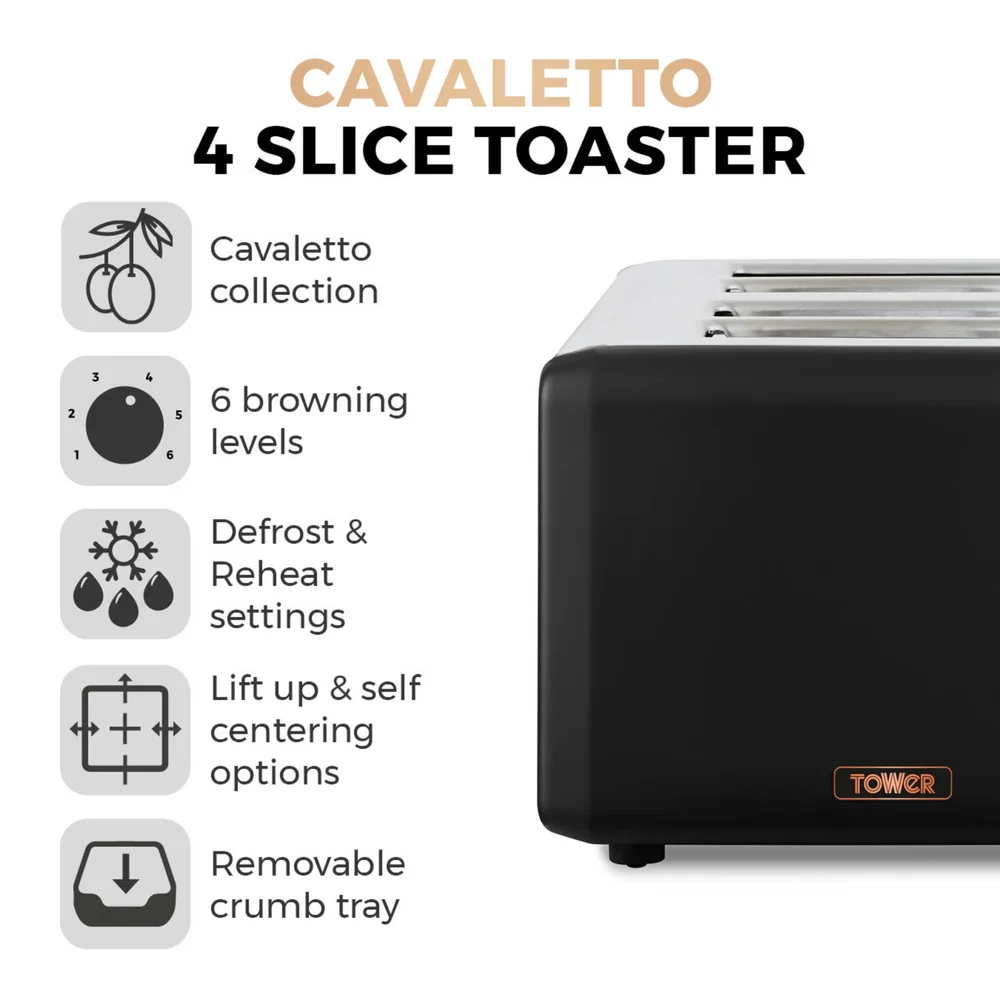 Tower Cavaletto 4 Slice Stainless Steel Toaster - One Size Image 2