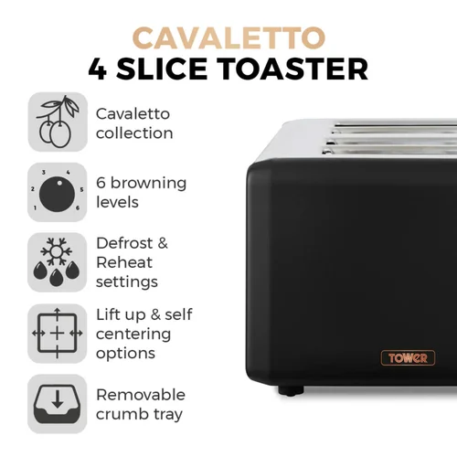 Tower Cavaletto 4 Slice Stainless Steel Toaster - One Size Image 2