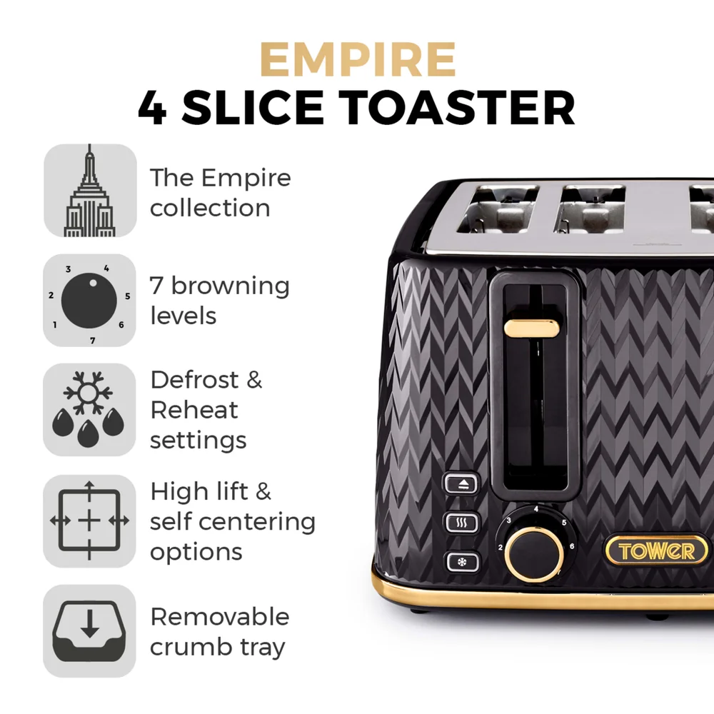 Tower Empire 4 Slice Toaster - One Size Image 2
