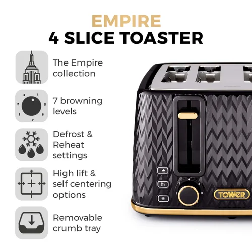 Tower Empire 4 Slice Toaster - One Size Image 2