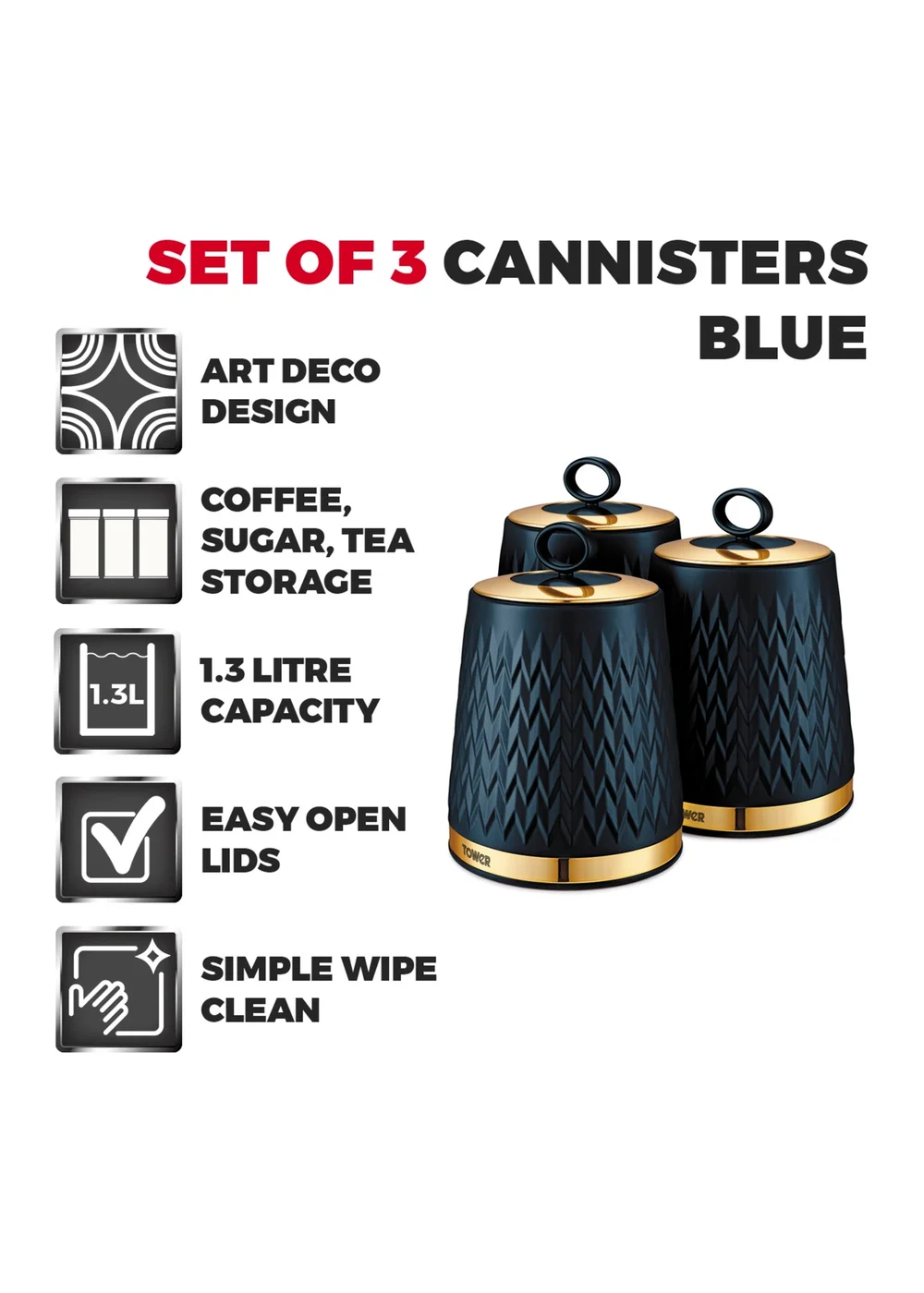 Tower Empire Set Of 3 Canisters - One Size Image 2