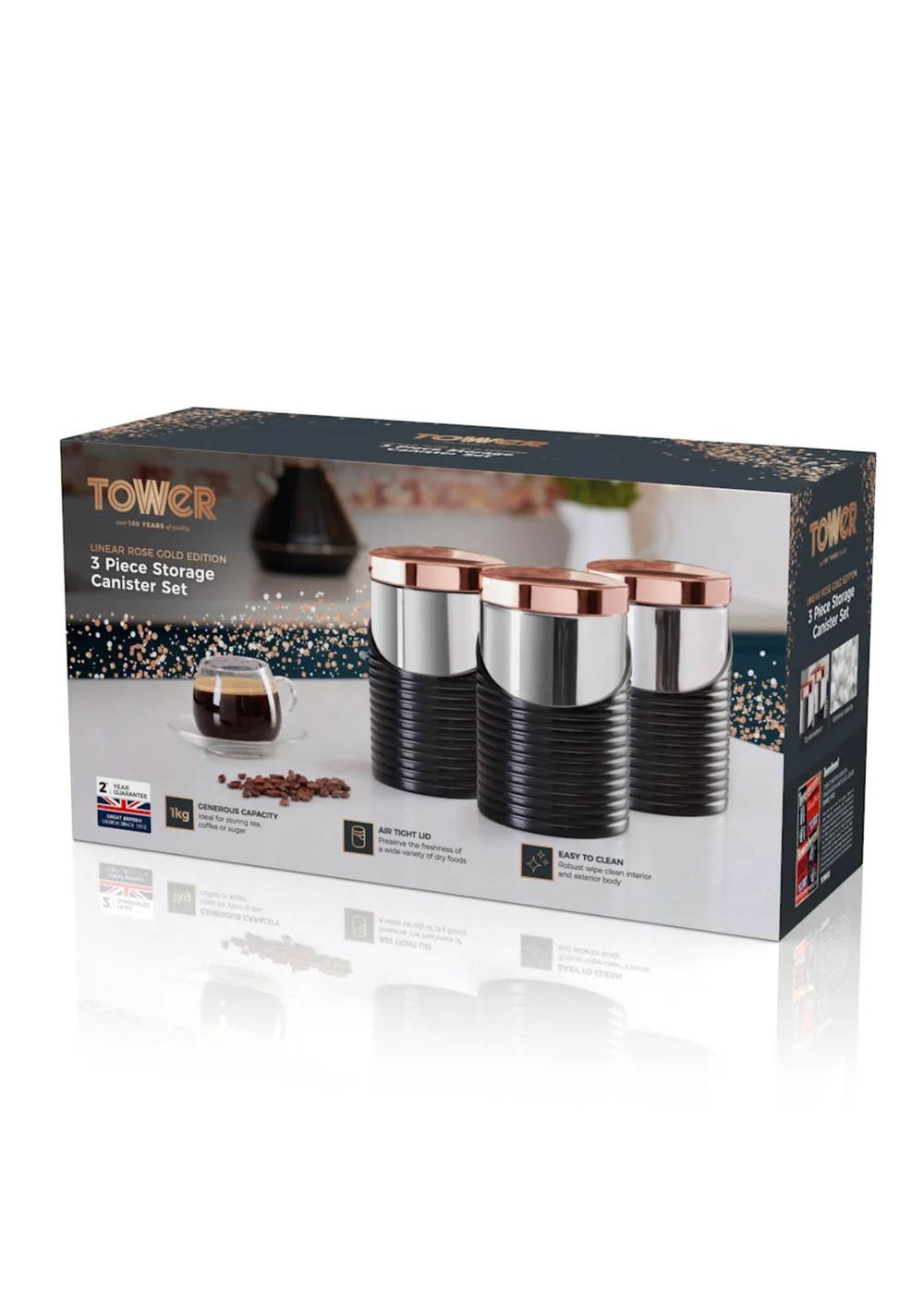 Tower Linear Rose Gold Set Of 3 Canister - One Size Image 4