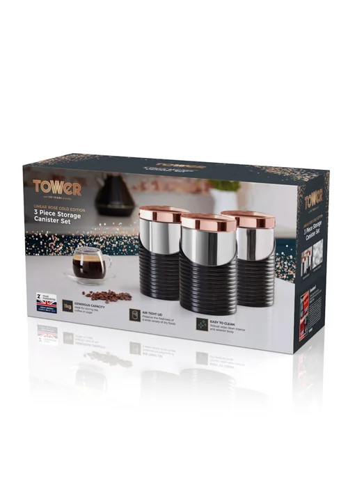 Tower Linear Rose Gold Set Of 3 Canister - One Size Image 4